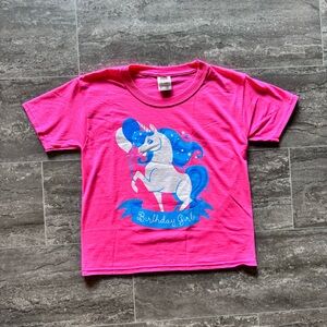UNICORN Birthday T shirt Girls Size S Pink Birthday Girl Graphic T